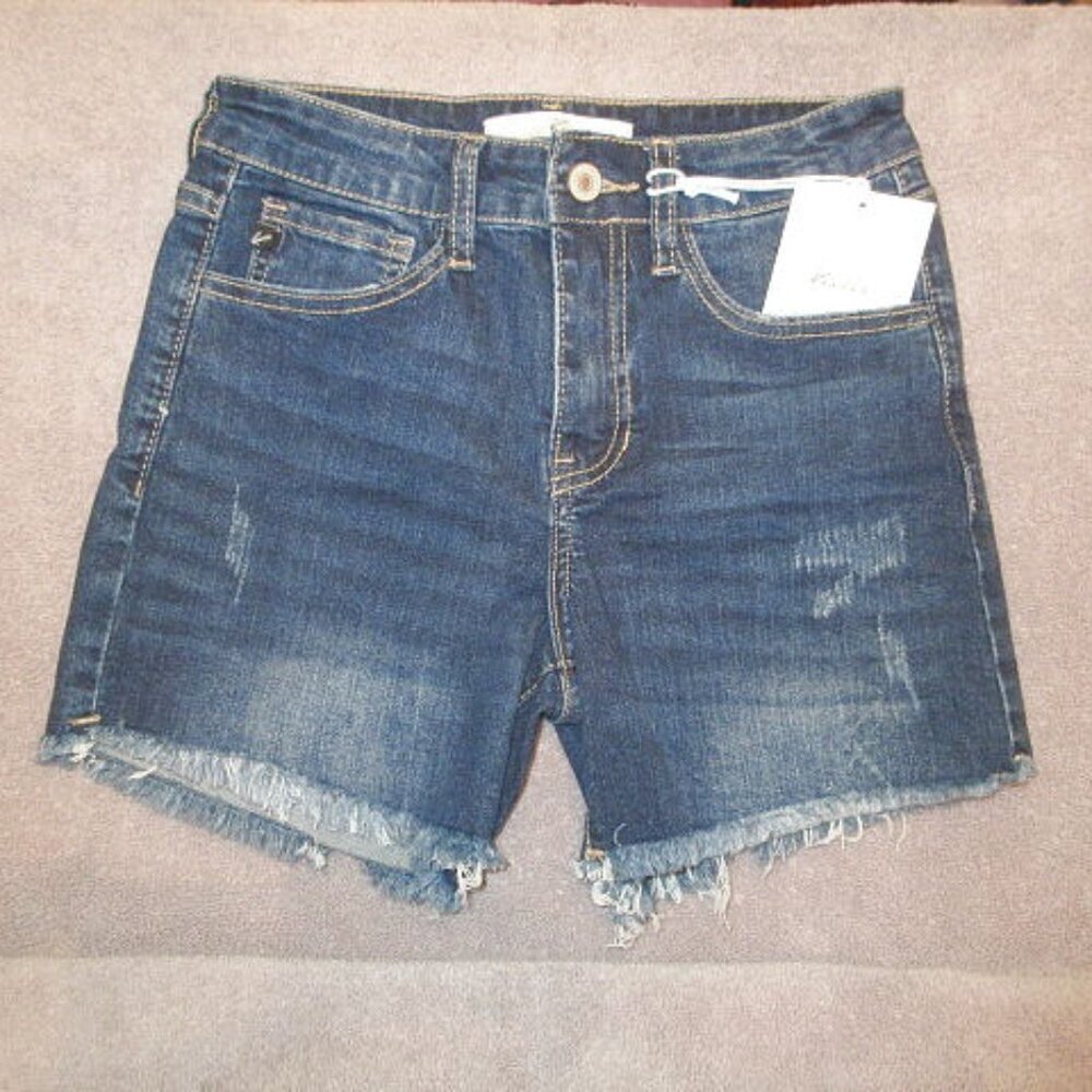 KanCan Jean Shorts Womens Size 24 Cut Offs Stretch Denim Mid Rise Fringe NWT
